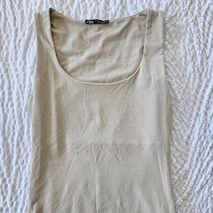 Zara Cream Nude Fitted Sleeveless Tank Top